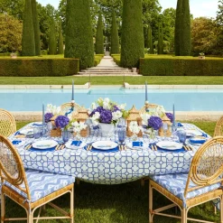 Mrs. Alice Cushions|Blue Ikat Seat Pad Cushion