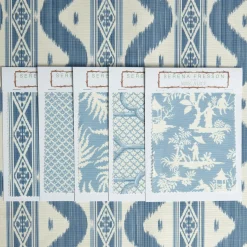 Mrs. Alice Serena Fresson Fabrics|Blue Ikat Stripe Fabric