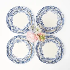 Mrs. Alice Crockery Sets|Blue Lily Of The Valley Dinner & Starter Plates (Set Of 8)