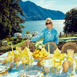 Mrs. Alice Table Linen Sets|Blue Melograno & Fleur Yellow Linen Set