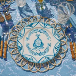 Mrs. Alice Crockery Sets|Blue Melograno Dinner & Starter Plates (Set Of 8)