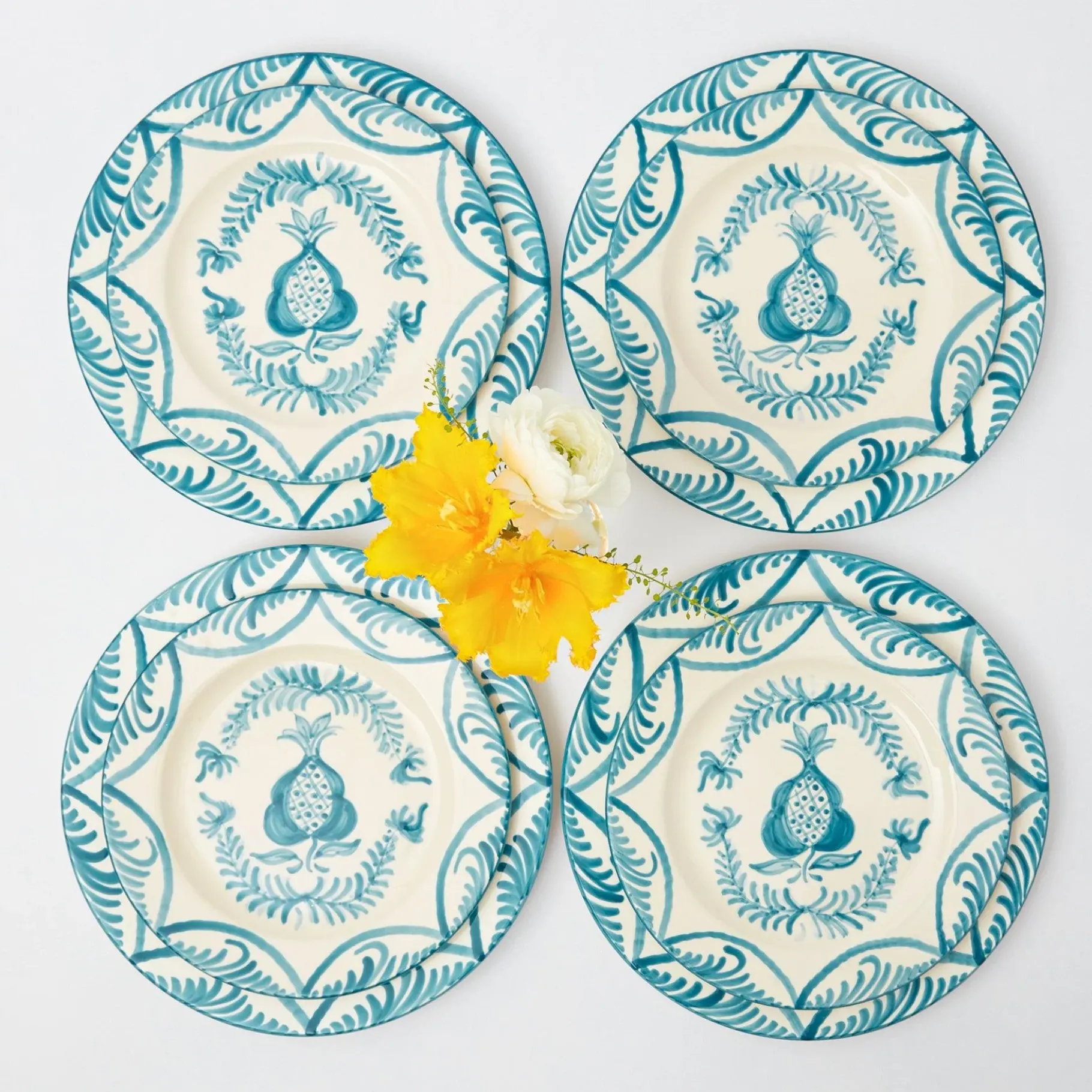 Mrs. Alice Dinner Plates|Blue Melograno Dinner & Starter Plates (Set Of 8)
