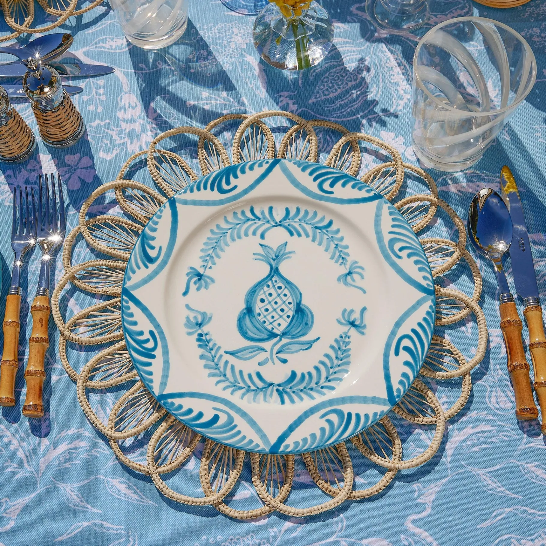 Mrs. Alice Dinner Plates|Blue Melograno Dinner & Starter Plates (Set Of 8)