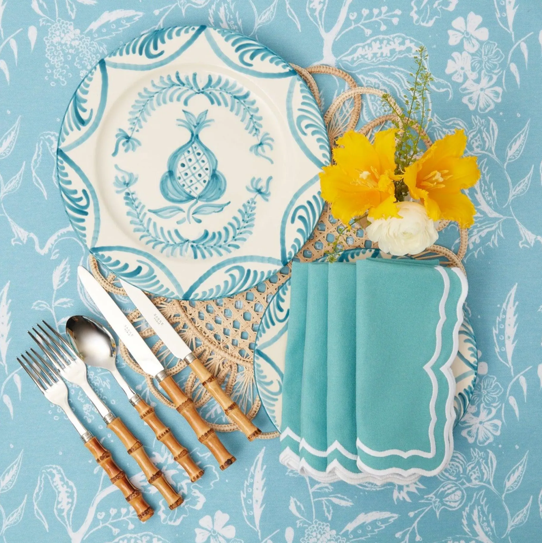 Mrs. Alice Crockery Sets|Blue Melograno Dinner Plates (Set Of 4)