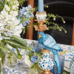 Mrs. Alice Candle Holders|Blue Parrot Candle Holder (Pair)