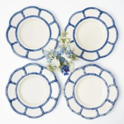 Mrs. Alice Crockery Sets|Blue Petal Bamboo Dinner Plate (Set Of 4)