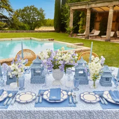 Mrs. Alice Crockery Sets|Blue Petal Bamboo Dinner Plate (Set Of 4)