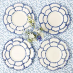 Mrs. Alice Crockery Sets|Blue Petal Bamboo Dinner & Starter Plates (Set Of 8)