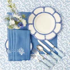 Mrs. Alice Bamboo Crockery|Blue Petal Bamboo Dinner Plate (Set Of 4)