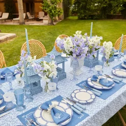 Mrs. Alice Bamboo Crockery|Blue Petal Bamboo Dinner Plate (Set Of 4)