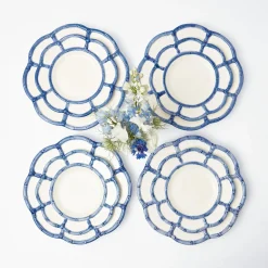 Mrs. Alice Dinner Plates|Blue Petal Bamboo Dinner & Starter Plates (Set Of 8)