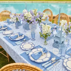 Mrs. Alice Starter Plates|Blue Petal Bamboo Dinner & Starter Plates (Set Of 8)