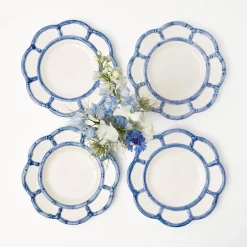 Mrs. Alice Bamboo Crockery|Blue Petal Bamboo Starter Plate (Set Of 4)