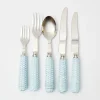 Mrs. Alice Rattan Tableware|Blue Rattan Cutlery (5 Piece)