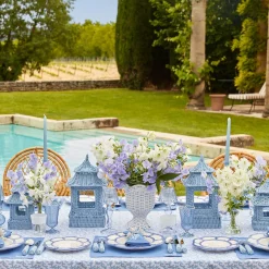 Mrs. Alice Pagodas & Lanterns|Blue Rattan Pagoda Lantern