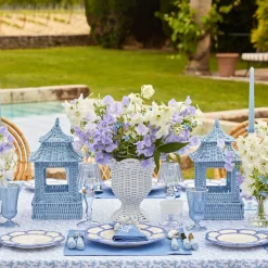 Mrs. Alice Pagodas & Lanterns|Blue Rattan Pagoda Lantern