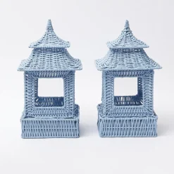 Mrs. Alice Pagodas & Lanterns|Blue Rattan Pagoda Lantern
