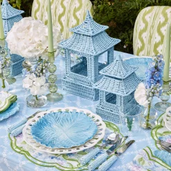 Mrs. Alice Pagodas & Lanterns|Blue Rattan Pagoda Lantern