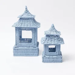 Mrs. Alice Pagodas & Lanterns|Blue Rattan Pagoda Lantern