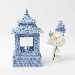 Mrs. Alice Candle Holders|Blue Rattan Pagoda Lantern