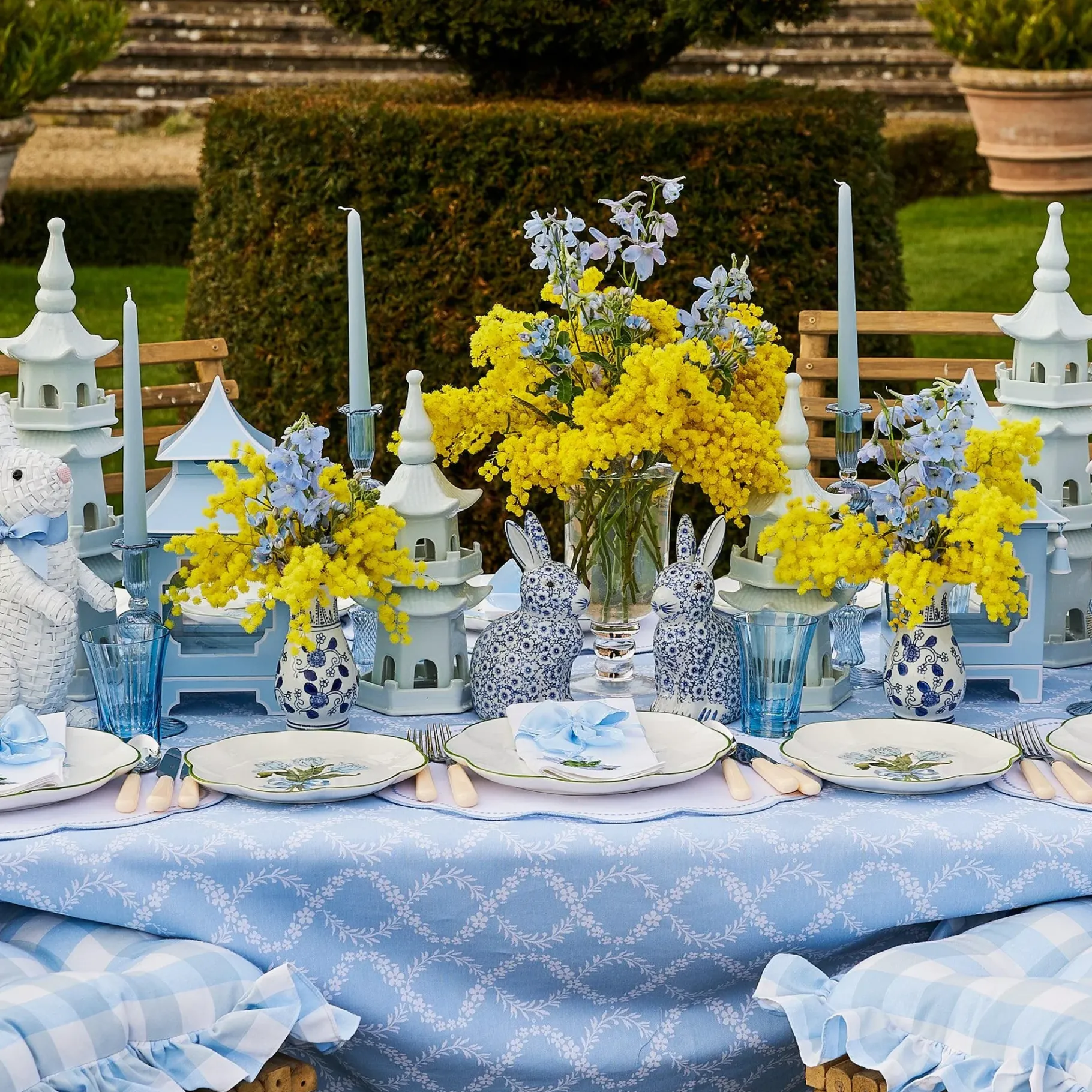 Mrs. Alice Napkin Rings, Bows & Wreaths|Blue Saddle Stitch Napkin Bows (Set Of 4)