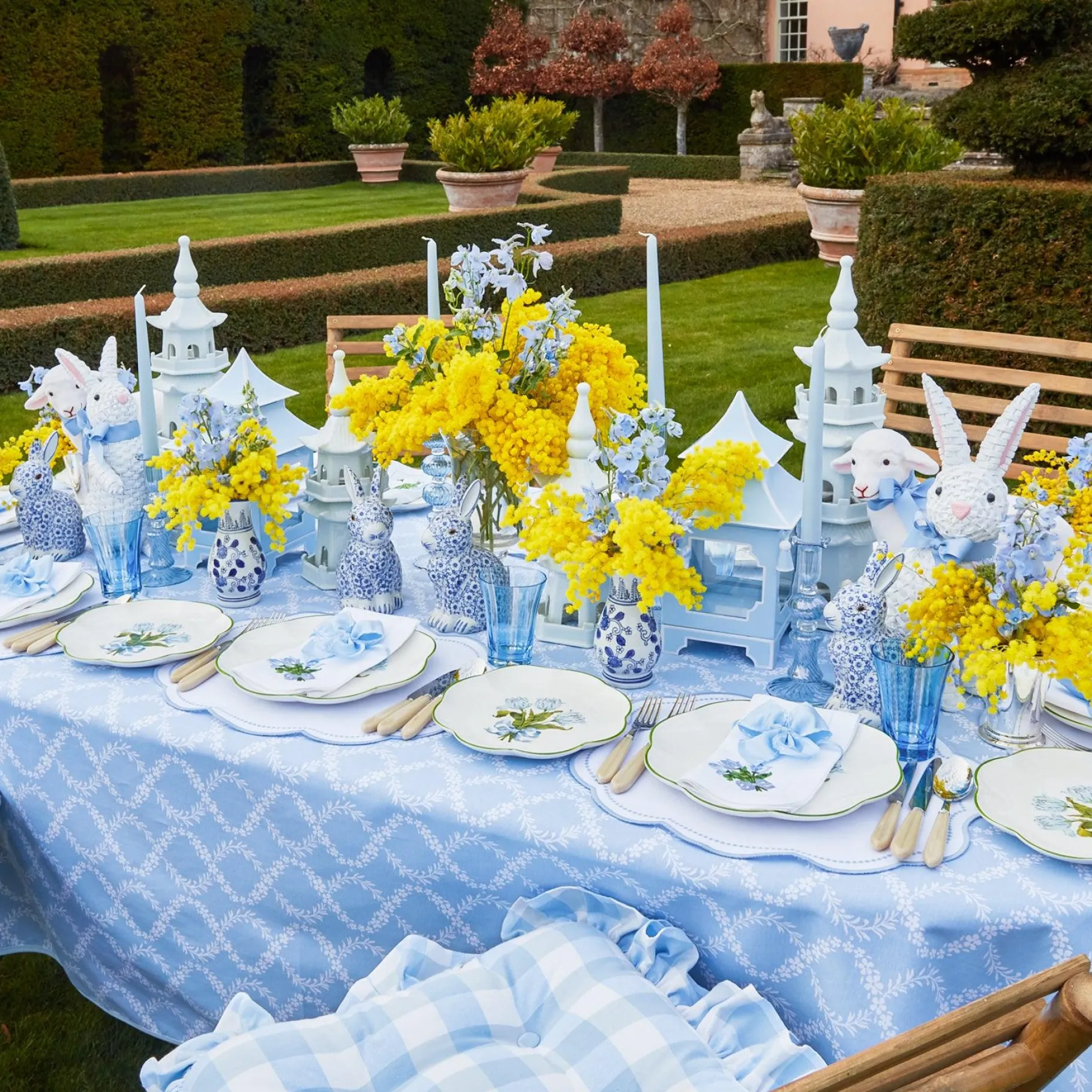 Mrs. Alice Napkin Rings, Bows & Wreaths|Blue Saddle Stitch Napkin Bows (Set Of 4)