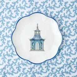 Mrs. Alice Starter Plates|Blue Scalloped Pagoda Starter Plate