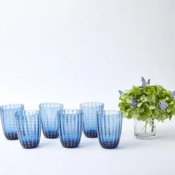 Mrs. Alice Glasses|Blue Speckle Water Glasses (Set Of 6)