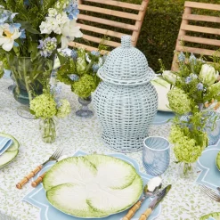 Mrs. Alice Glasses|Blue Swirl Water Glasses With White Rim (Set Of 4)