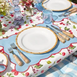 Mrs. Alice Glasses|Blue Swirl Water Glasses With White Rim (Set Of 4)