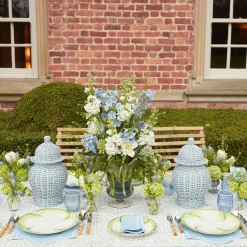 Mrs. Alice Glasses|Blue Swirl Water Glasses With White Rim (Set Of 4)