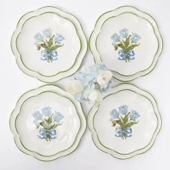 Mrs. Alice Crockery Sets|Blue Tulip Dinner & Starter Plates (Set Of 8)