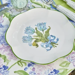 Mrs. Alice Dinner Plates|Blue Tulip Dinner & Starter Plates (Set Of 8)