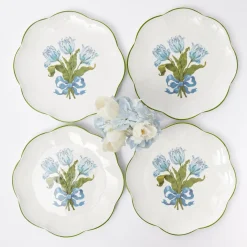 Mrs. Alice Dinner Plates|Blue Tulip Dinner Plates (Set Of 4)