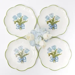Mrs. Alice Crockery Sets|Blue Tulip Starter Plates (Set Of 4)