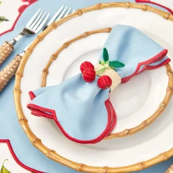 Mrs. Alice Napkins|Blue With Red Scallop Napkins (Set Of 4)