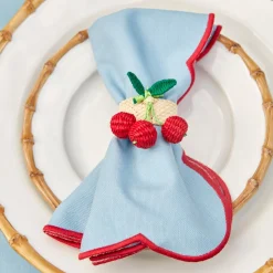 Mrs. Alice Napkins|Blue With Red Scallop Napkins (Set Of 4)
