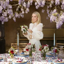 Mrs. Alice Table Linen Sets|Blue With Red Scallop Placemats & Napkins (Set Of 4)