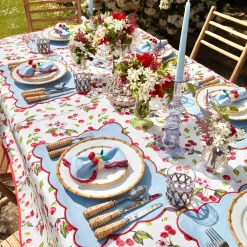 Mrs. Alice Placemats|Blue With Red Scallop Placemat (Set Of 4)