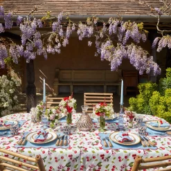 Mrs. Alice Placemats|Blue With Red Scallop Placemat (Set Of 4)