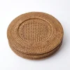 Mrs. Alice Placemats|Brown Rattan Charger Plates (Set Of 4)