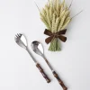 Mrs. Alice Cutlery Sets|Burnt Bamboo Salad Servers