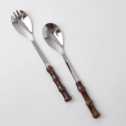 Mrs. Alice Cutlery Sets|Burnt Bamboo Salad Servers