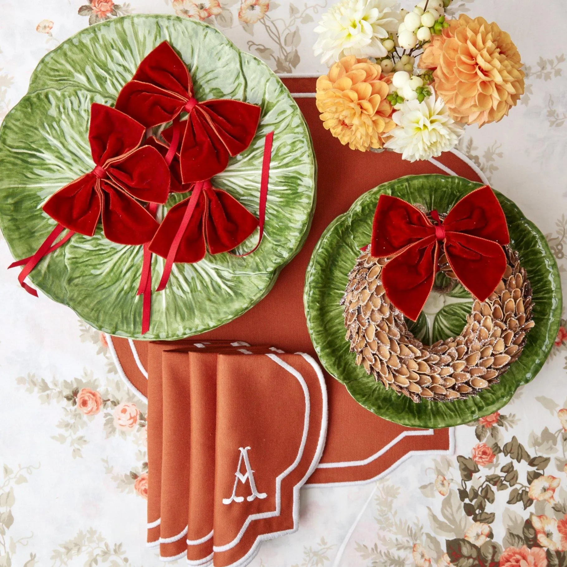 Mrs. Alice Napkin Rings, Bows & Wreaths|Burnt Orange Napkin Bows (Set Of 4)