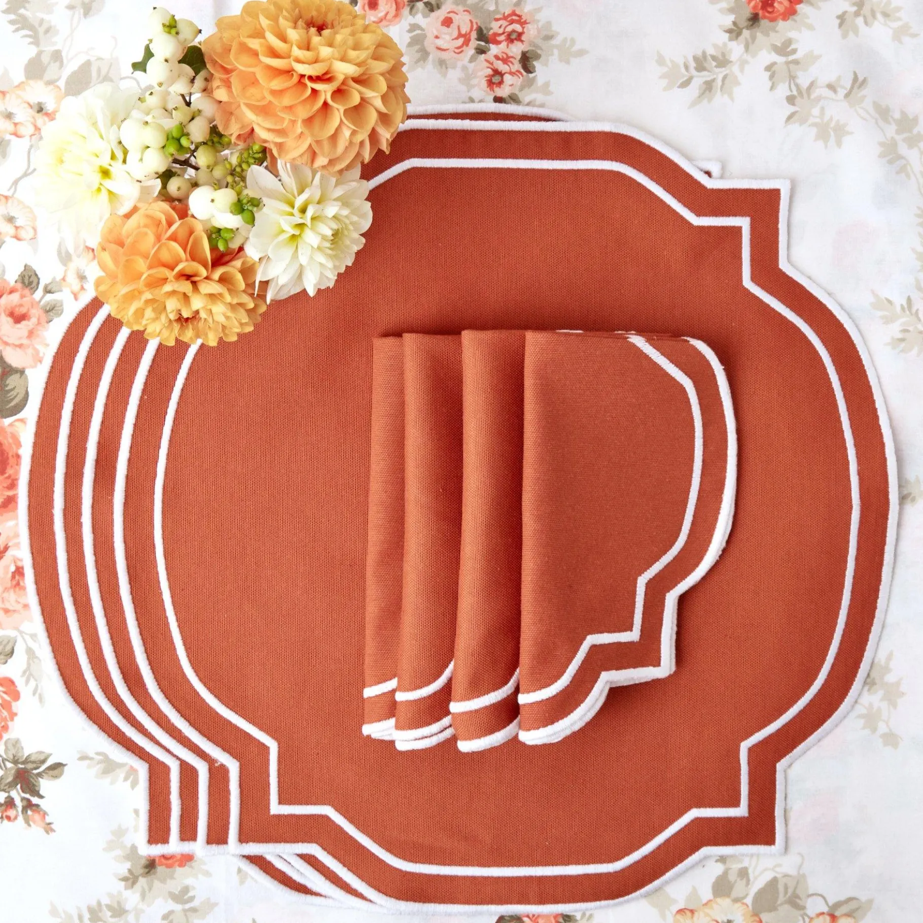 Mrs. Alice Placemats|Burnt Orange Placemats (Set Of 4)