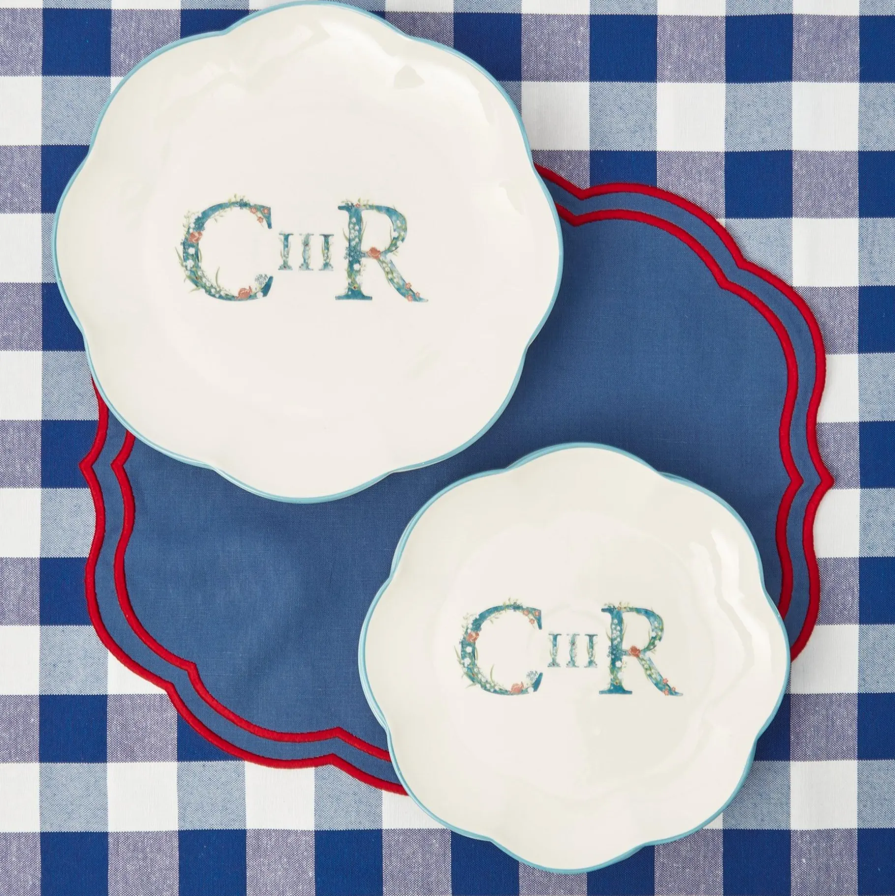 Mrs. Alice Placemats|Camilla Blue & Red Linen Placemats (Set Of 4)