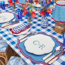 Mrs. Alice Placemats|Camilla Blue & Red Linen Placemats (Set Of 4)