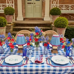 Mrs. Alice Placemats|Camilla Blue & Red Linen Placemats (Set Of 4)