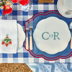 Mrs. Alice Placemats|Camilla Blue & Red Linen Placemats (Set Of 4)