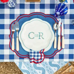 Mrs. Alice Placemats|Camilla Blue & Red Linen Placemats (Set Of 4)